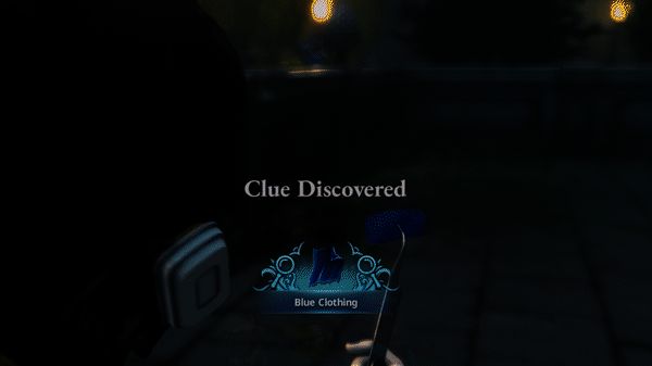 犯罪现场散落着各种物品，玩家正弯腰收集地上的指纹和血样