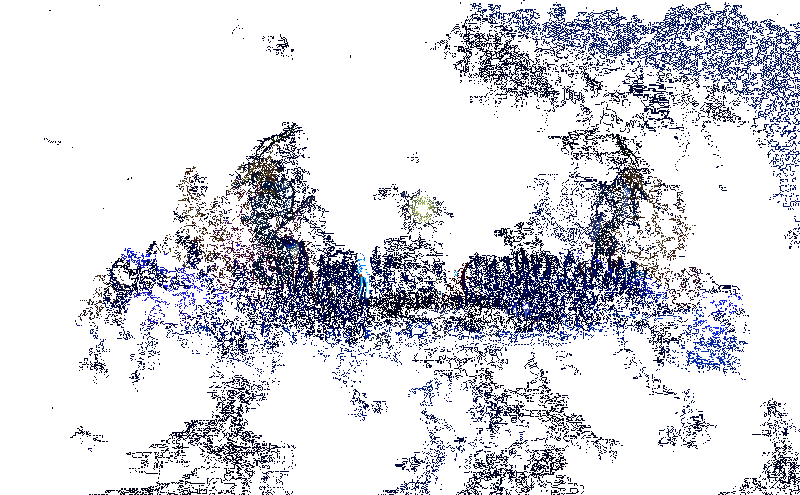 云汐宫全景展示,建筑群悬浮于水中,光影交错