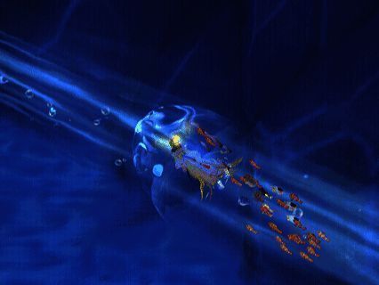 洋流通道演示动画,角色被水流快速传送至目的地