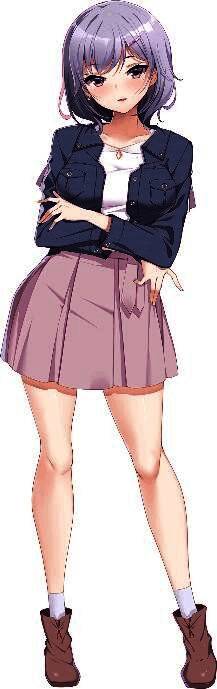 角色夏海铃立绘展示,身穿校服,表情略带傲娇