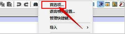 首选项窗口界面截图，左侧功能列表高亮显示“编辑”选项