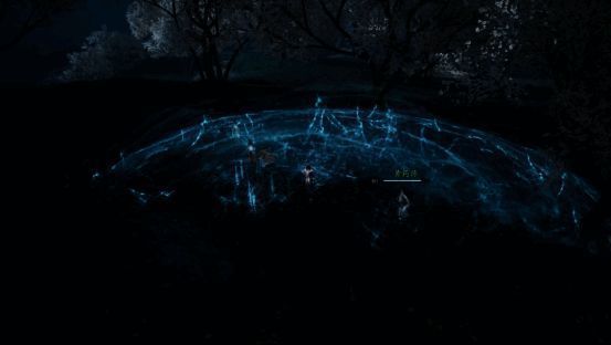 黄药师施展碧落黄泉技能画面，华丽特效覆盖大片区域