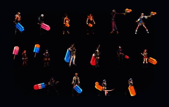 全职业冰棒武器装扮外观合集展示图,涵盖多个角色样式