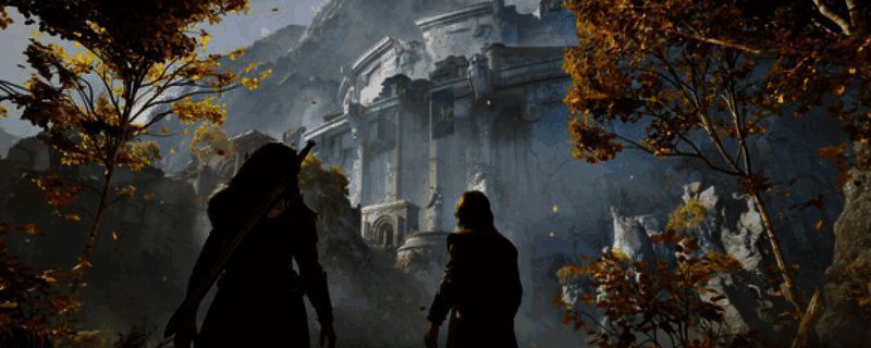 游戏主视觉海报,展现主角手持长剑面对神秘遗迹的场景