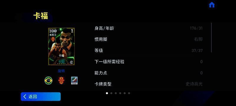 卡福游戏内形象与能力数据展示