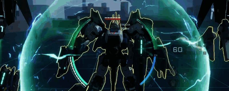 《解限机》游戏中龙渊机甲战斗画面,展现出其高速移动与强力攻击特效