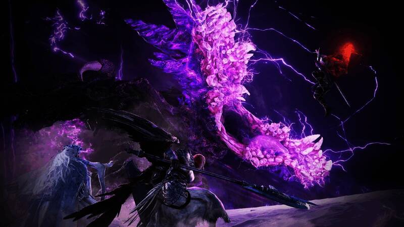 《艾尔登法环：黑夜君临》中黑暗神秘的常世之王登场画面，背景充满诡异氛围