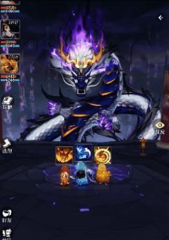 灵兽界面展示，多个紫色品质灵兽排列整齐