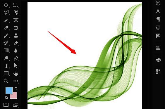 Photoshop文件菜单界面,准备导入绿色线条图像