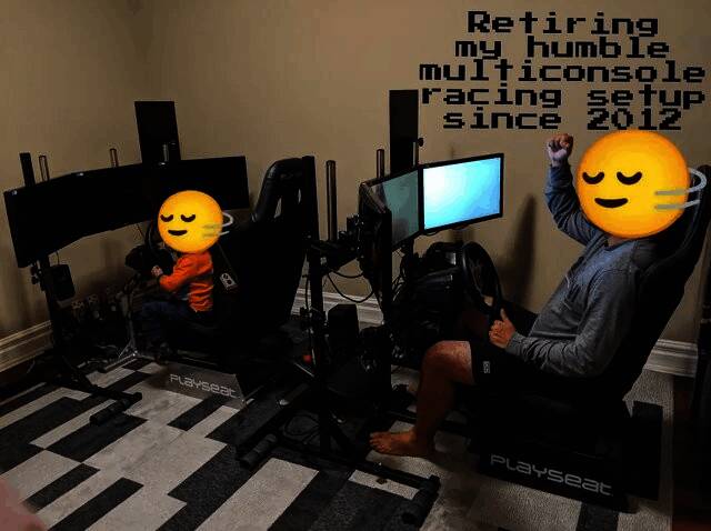 父子三人正在一起玩《马里奥赛车8豪华版》,气氛欢乐融洽