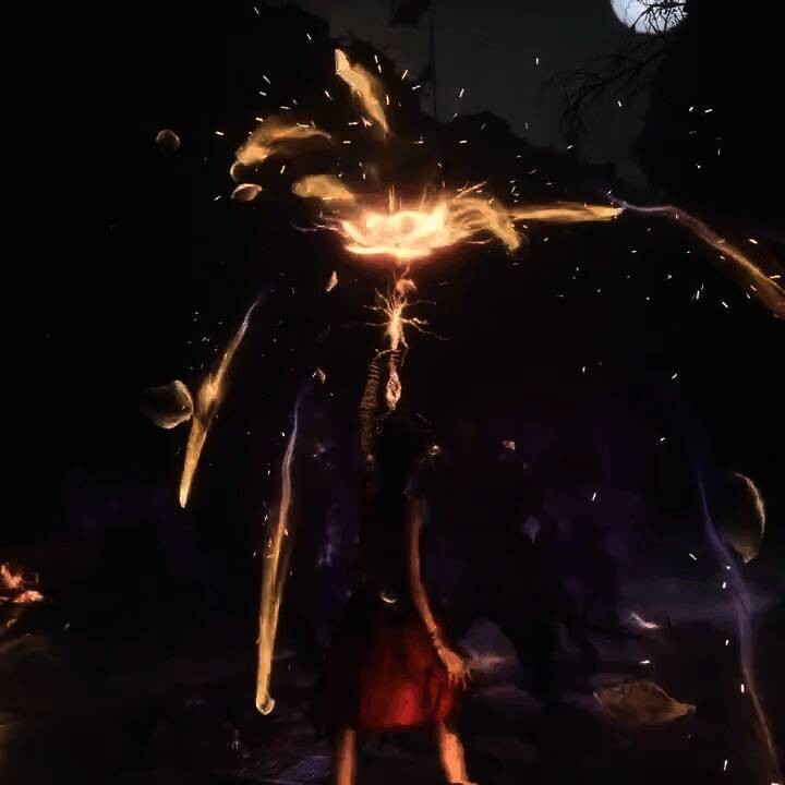 Boss战特写画面,巨大妖怪展开利爪扑向主角,战斗激烈