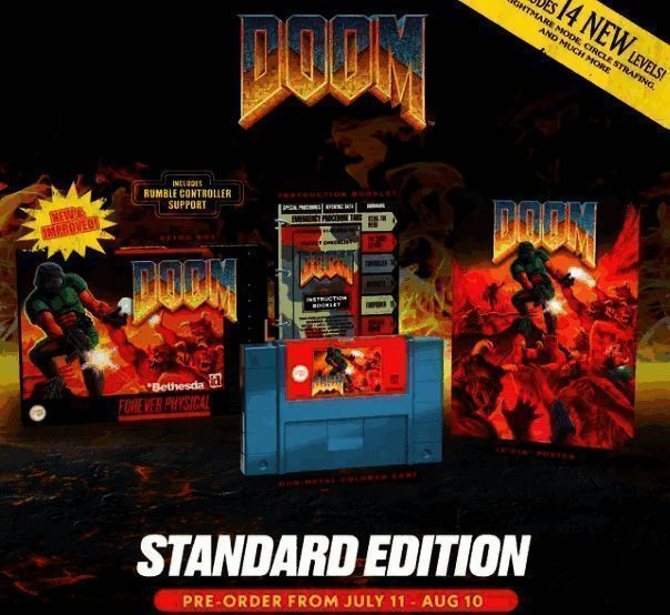 超任版《毁灭战士》卡带实物展示,金色标签彰显特殊身份