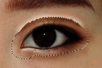 减淡工具使用效果图，展示明亮与阴影对比的双眼皮效果