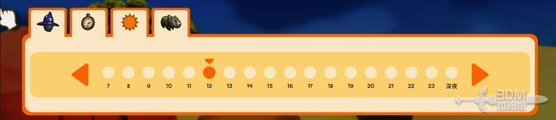创造模式下可调节时间、天气及生成动物的控制面板