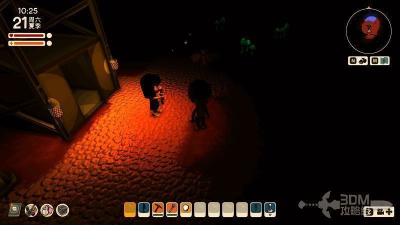 矿井内环境昏暗,NPC提供的光源清晰可见