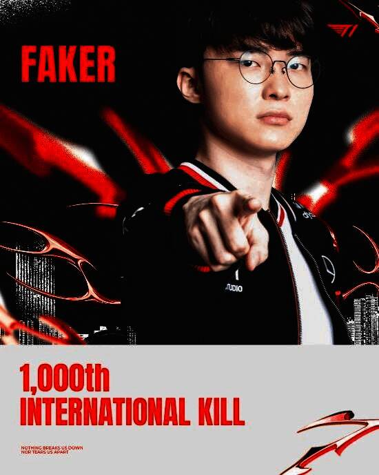 Faker激动庆祝画面,背景显示泉水击杀特效