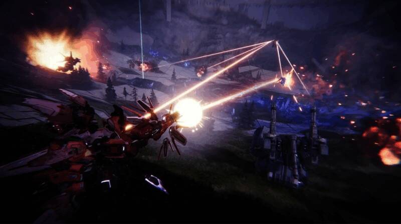 《解限机》前线激战模式中的战场地图布局,多个机甲展开激烈对抗