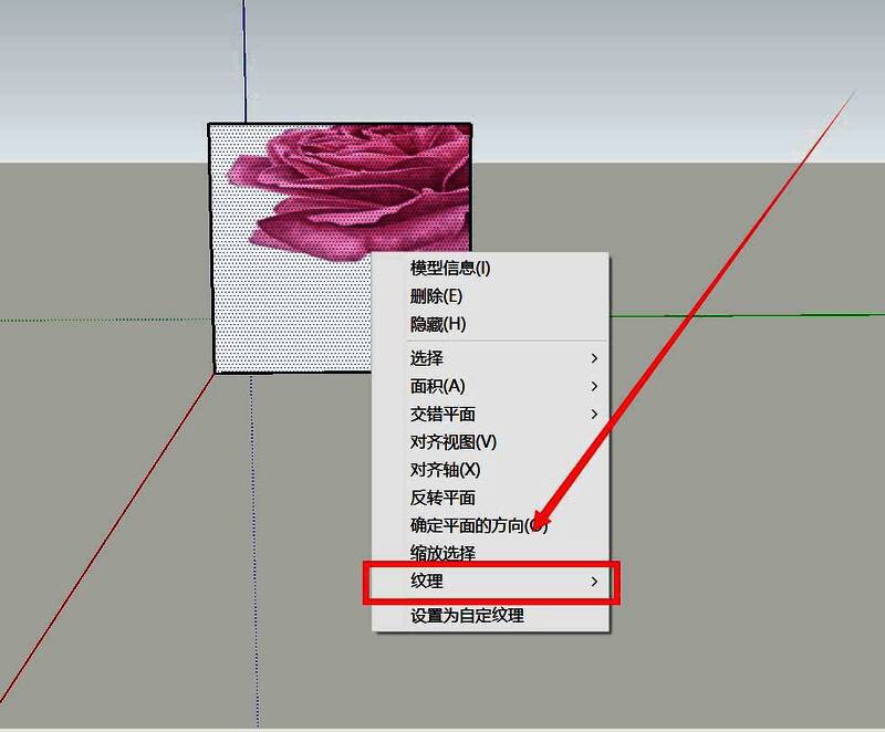右键菜单中选择纹理选项的操作示意图