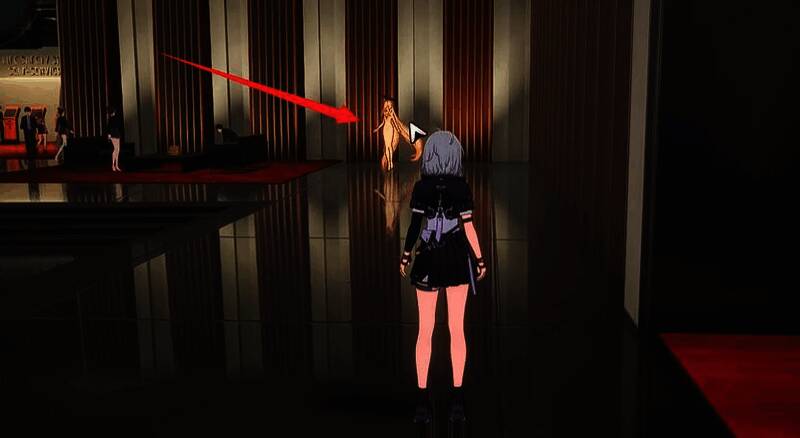 角色登上高楼顶部，与神秘NPC在夜晚星空下对话的画面