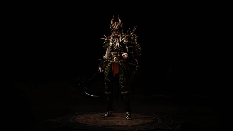 死灵法师角色形象展示,镰刀被树枝缠绕,亡者从森林中苏醒