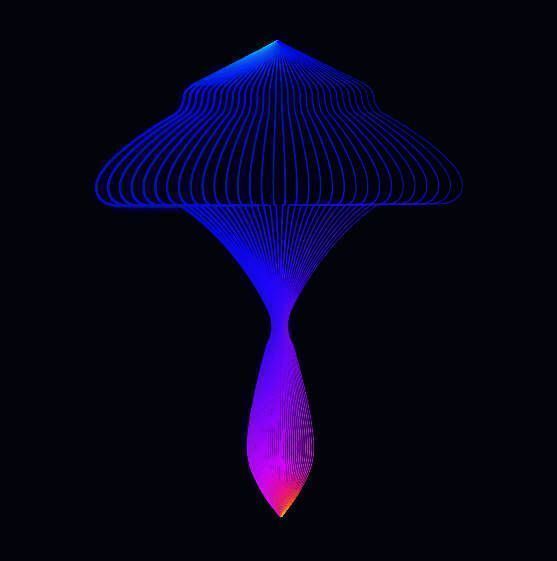 两个蘑菇并排绘制完成,准备进行排列组合