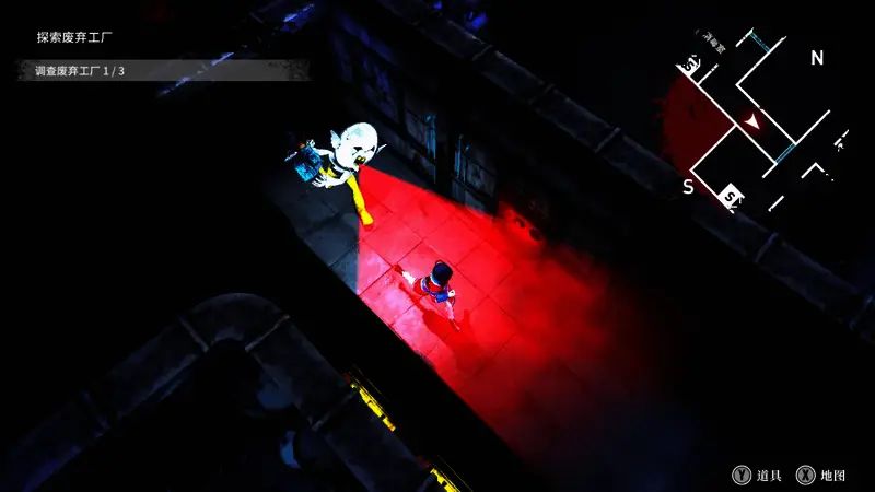 安全部潜行动作恐怖游戏画面,主角躲避神秘杀手的追击