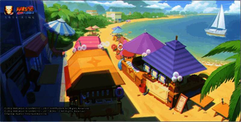 夏日絮语活动界面展示女忍形象与互动问答界面,整体风格浪漫夏日