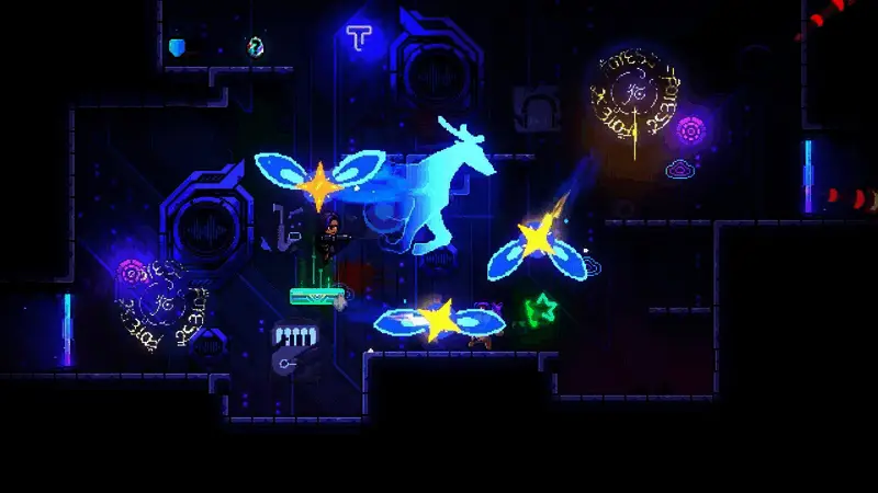 游戏内战斗场景展示,角色在赛博空间中与敌人激烈交战