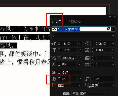 字符旋转参数设置界面展示