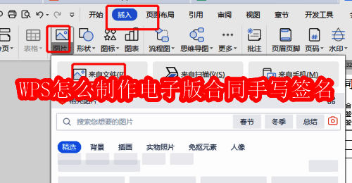 WPS文档界面展示插入图片功能操作示意图
