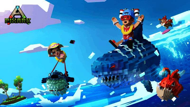 玩家在《方块方舟》中驯服恐龙的场景，背景为像素风格的丛林环境