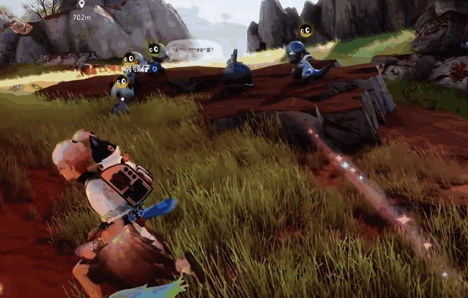 高地形态的飘飘花和小碳犬在岩石间嬉戏,周围植被茂密