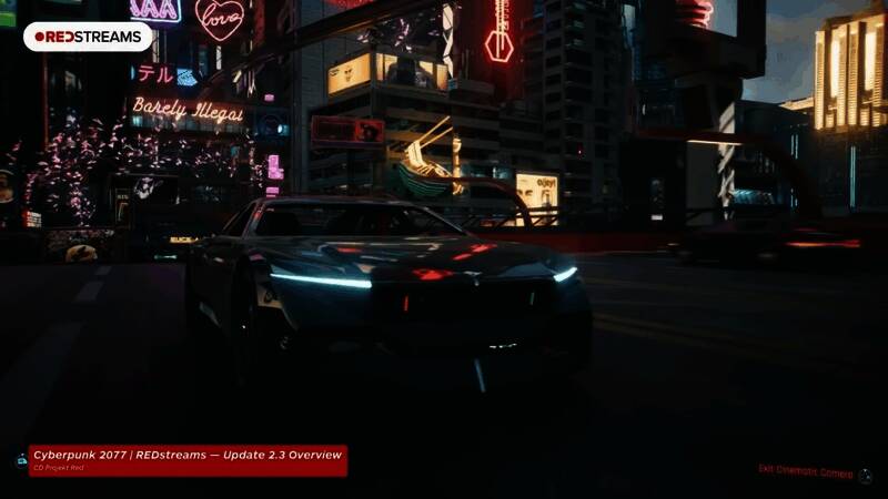 《赛博朋克2077》2.3版本实机截图,晶彩车衣在灯光下闪耀夺目光芒