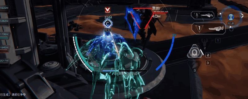 飞景机甲手持双军刀战斗画面,刀光闪烁,战斗氛围浓厚