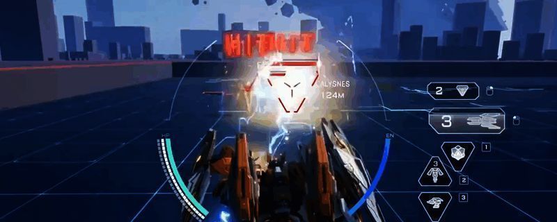 飓风机甲手持能量爆破炮,炮口闪烁着电光,整体机体呈流线型设计