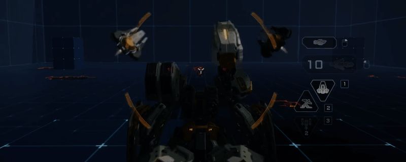 剑龙机甲在战场上释放强力技能，炮火轰鸣，场面震撼