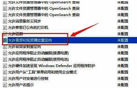 音频播放重定向选项界面,选项已选中,准备双击进入配置页面