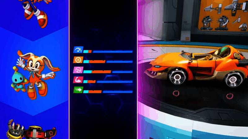 赛车改装界面展示,多种零件与涂装选项清晰排列,供玩家自由搭配