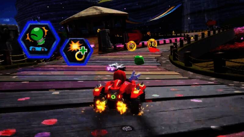 多人对战画面展示,多辆赛车在赛道上激烈竞速,特效绚丽