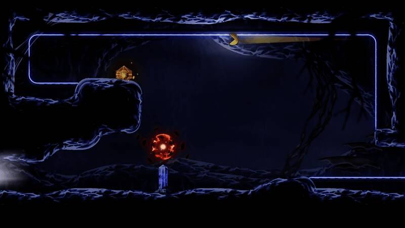 《暗斗迷宫》探索场景图,角色在废墟中穿行,远处可见敌对生物与能量装置