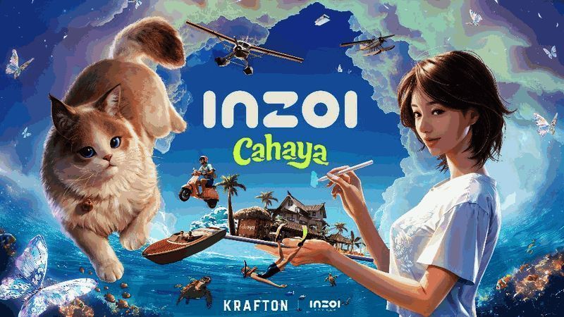 《云族裔》新DLC地图inZOI Cahaya概念图，展示热带双岛风貌，主岛绿意盎然，度假岛阳光明媚