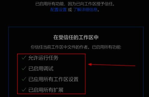 已信任工作区状态下,VSCode功能全面启用的界面展示