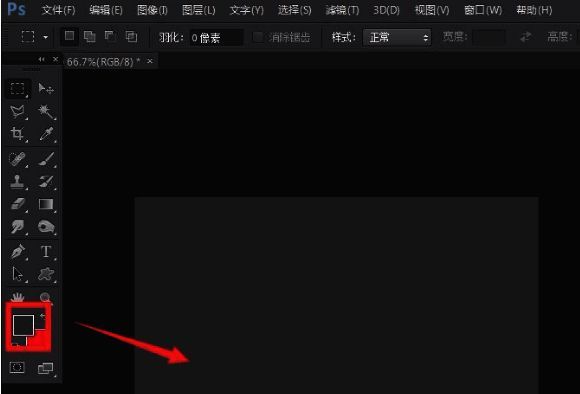Photoshop新建画布界面,背景填充为深黑色,图层面板显示纯色背景层