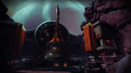 守护者使用物质火花技能在开普勒地表高速移动，身体周围环绕蓝色暗物质能量流