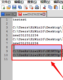 Notepad++界面中选中多行重复文本的示例,光标覆盖了连续的相似代码行