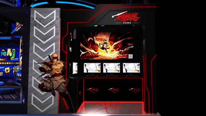 女神异闻录展区呈现心之怪盗团风格,面具与红色电话亭营造神秘氛围