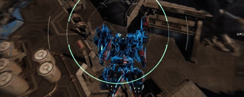 赤霄机甲在战场中释放远程炮击的瞬间,机身泛着红光,炮口对准远处敌人