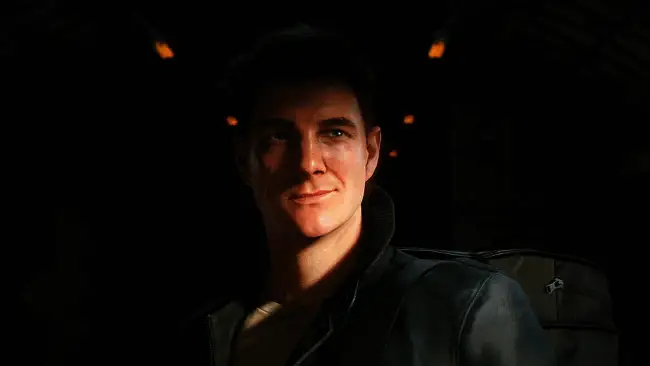 《007：曙光》概念图展示邦德在暗夜环境中潜行接近目标，周围布满高科技监控设备