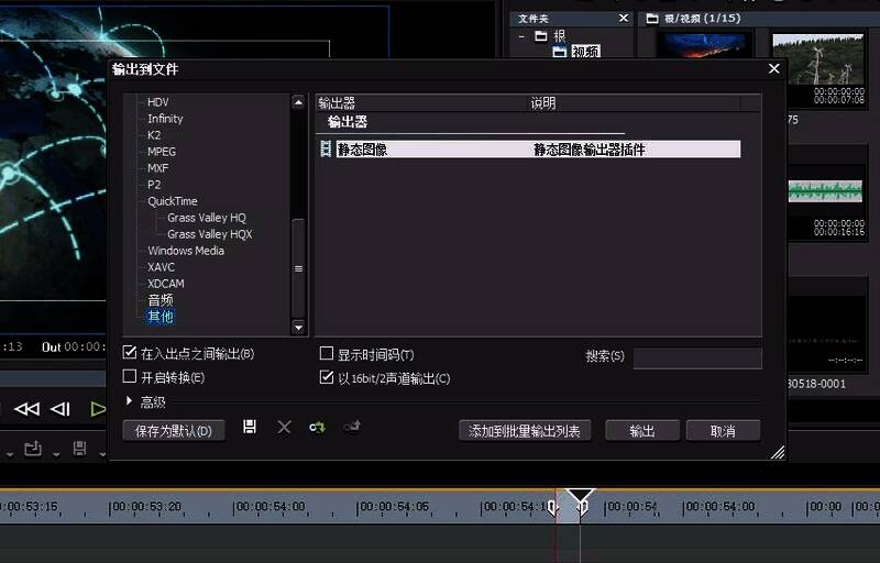 导出设置窗口中已勾选图像输出选项,格式选择为JPEG
