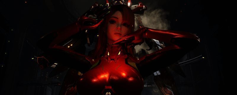 《解限机》中矛隼机甲变形成战斗机在空中高速飞行的酷炫画面，机身流线型设计充满科技感